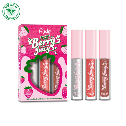 RUDE Berry SHIMMER Lip Gloss Set 3pc