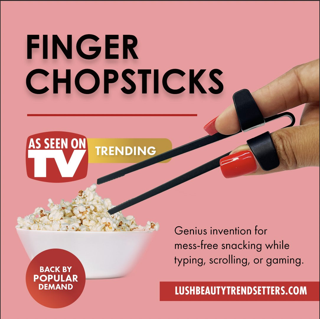 Finger Chopsticks mess-free snacking while typing, scrolling, or gaming.
